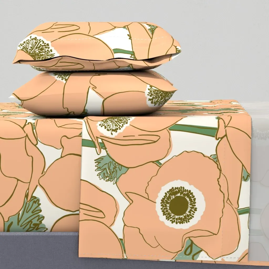 All The Anemones Buttercup Family King Sheet Set - Peach product