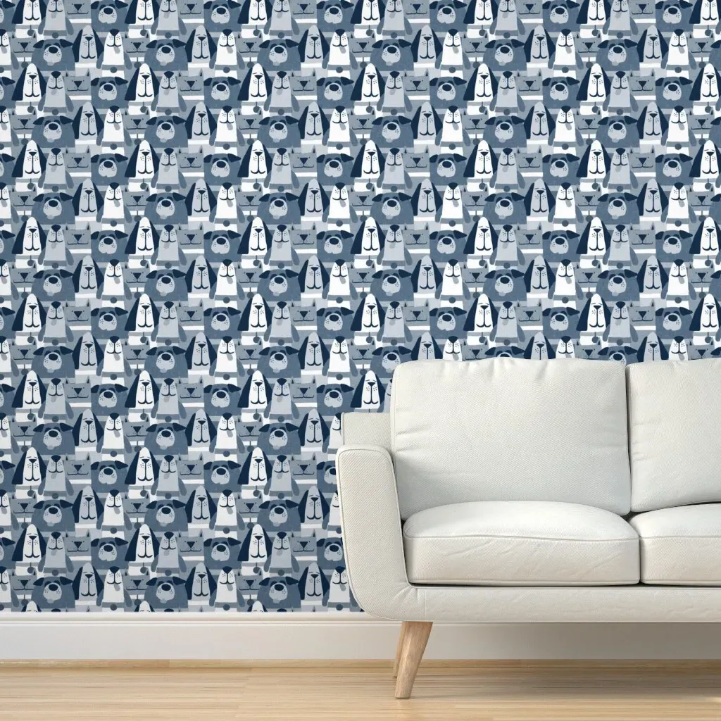 All The Dogs Peel and Stick Wallpaper - Navy Blue product