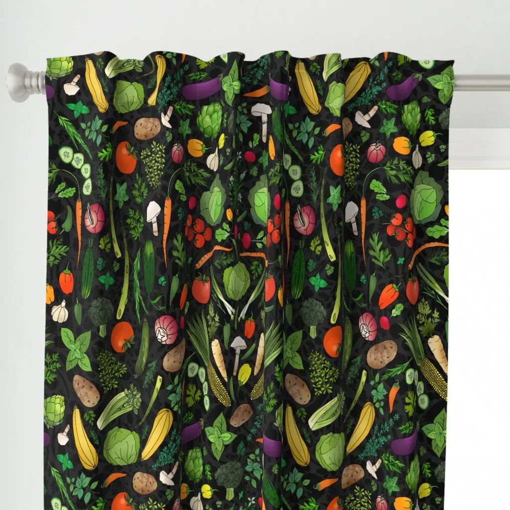 All The Garden Herbs Curtain Panel - Green alternate view