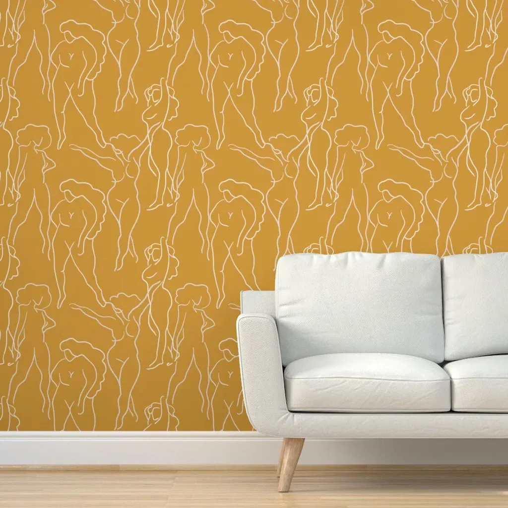 All The Girls Peel and Stick Wallpaper - Mustard Yellow product