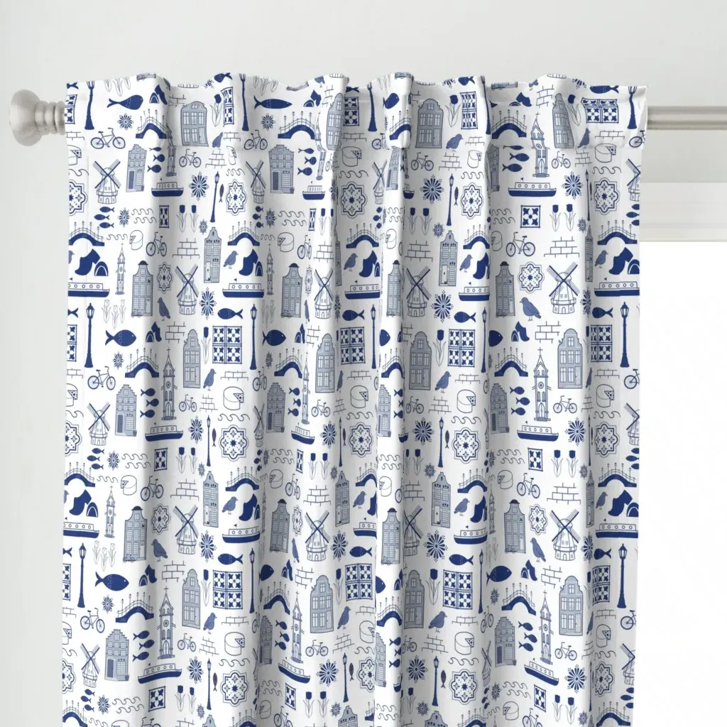 All Things Dutch Curtain Panel - Delft Blue alternate view