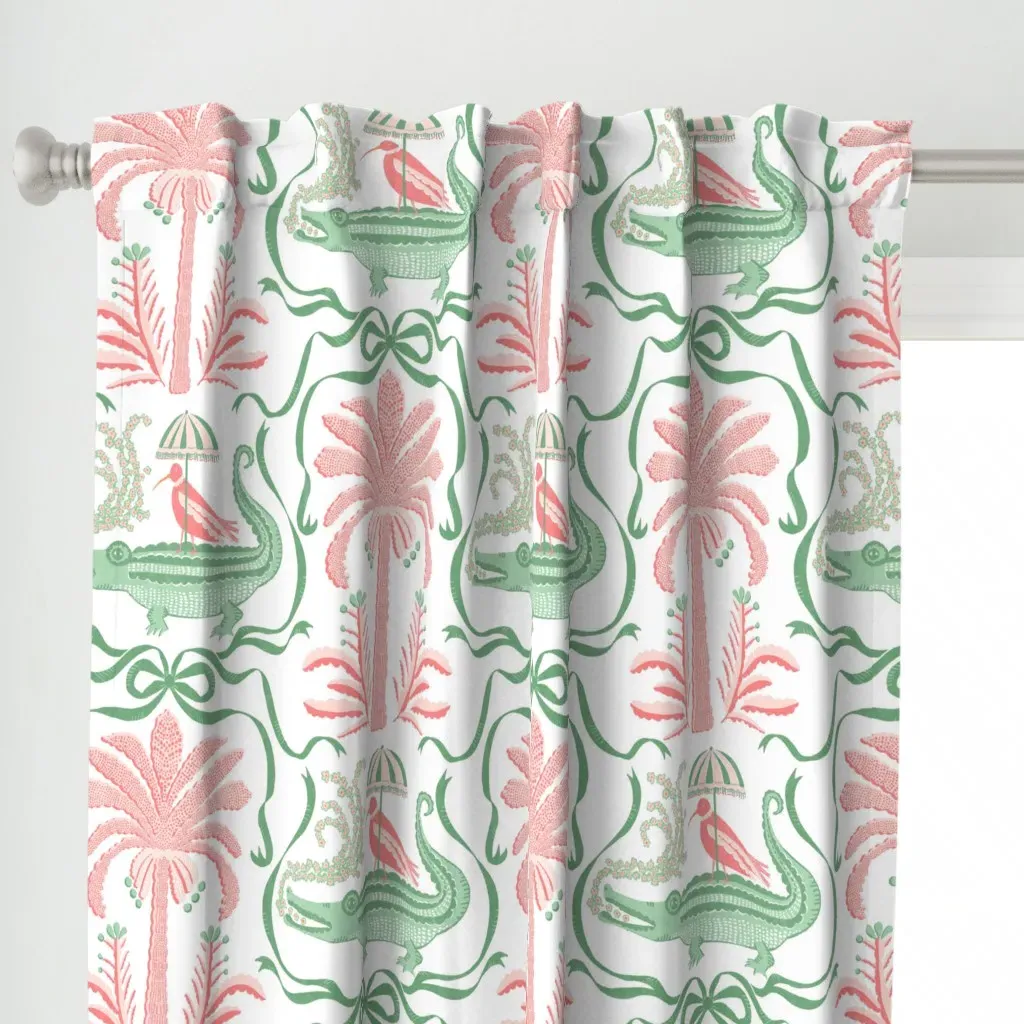 Alligator Palm Parade Curtain Panel - Green alternate view