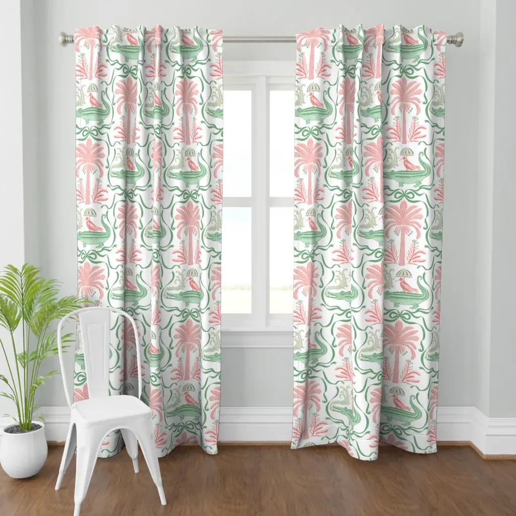 Alligator Palm Parade Curtain Panel - Green product