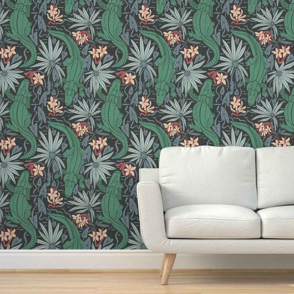 Alligator River Large Peel and Stick Wallpaper - Teal product