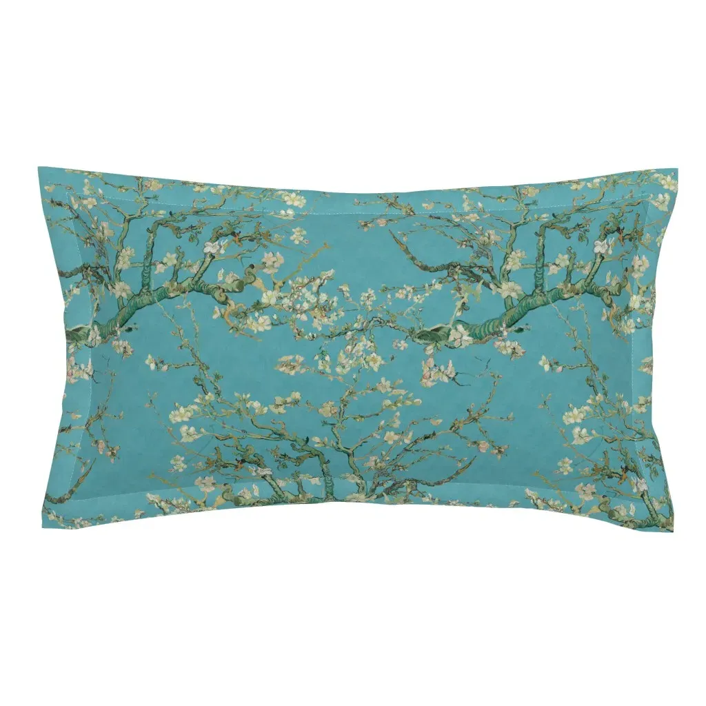 Almond Blossoms Mural Van Gogh King Pillow Sham - Teal product