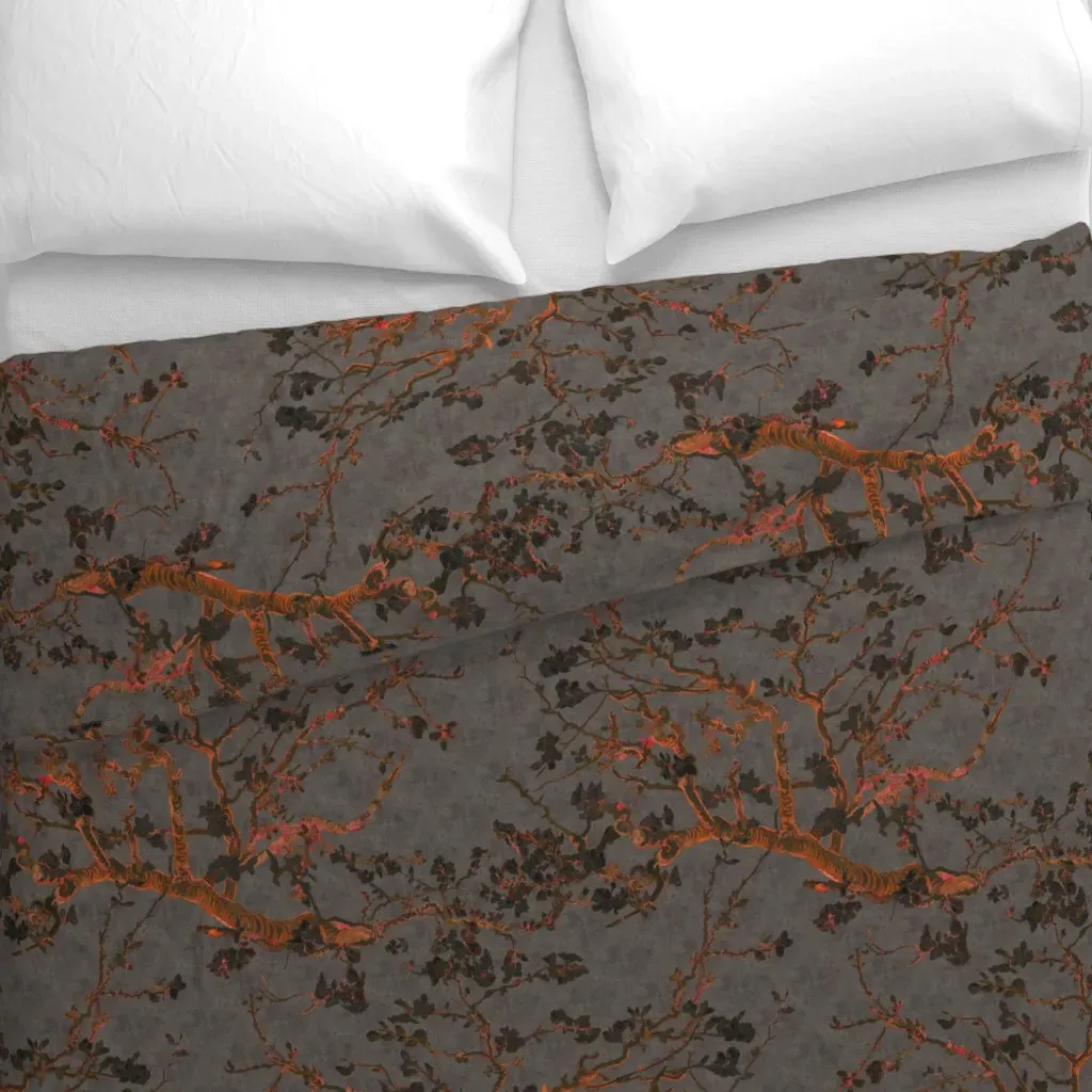 Almond Blossoms Van Gogh Duvet Cover - Burnt Orange alternate view