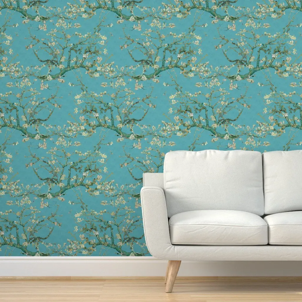 Almond Blossoms Van Gogh Peel and Stick Wallpaper Mural - Blue product