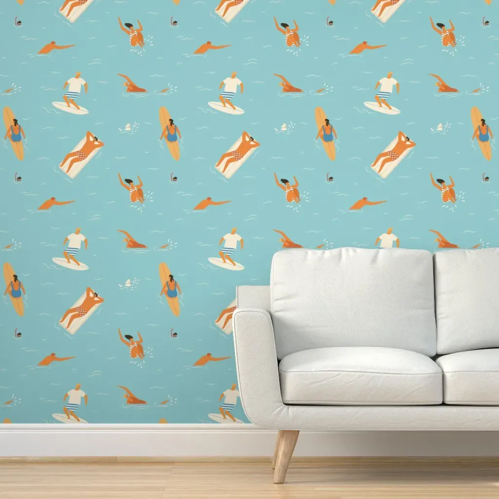 Aloha From Hawaii Peel and Stick Wallpaper - Blue, Teal product