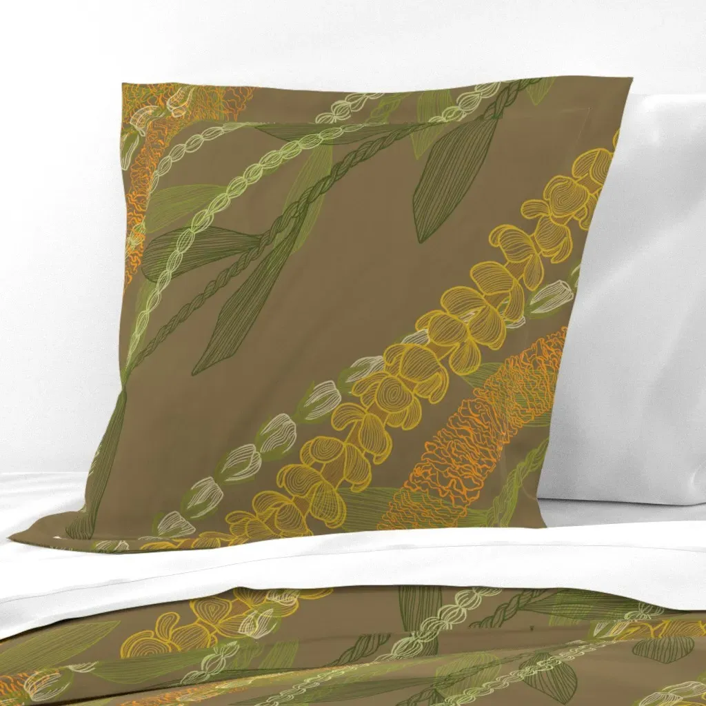 Aloha Lei Outline Lokelani Euro Pillow Sham - Gold product