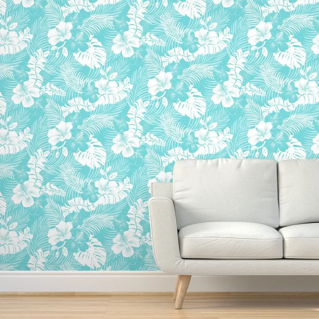 Aloha Nui Peel and Stick Wallpaper - Light Turquoise product