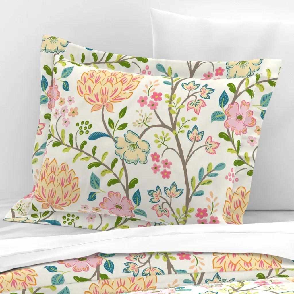 Along The Walking Trail Standard Flanged Cushion Cover - Pink, Cotton Sateen product