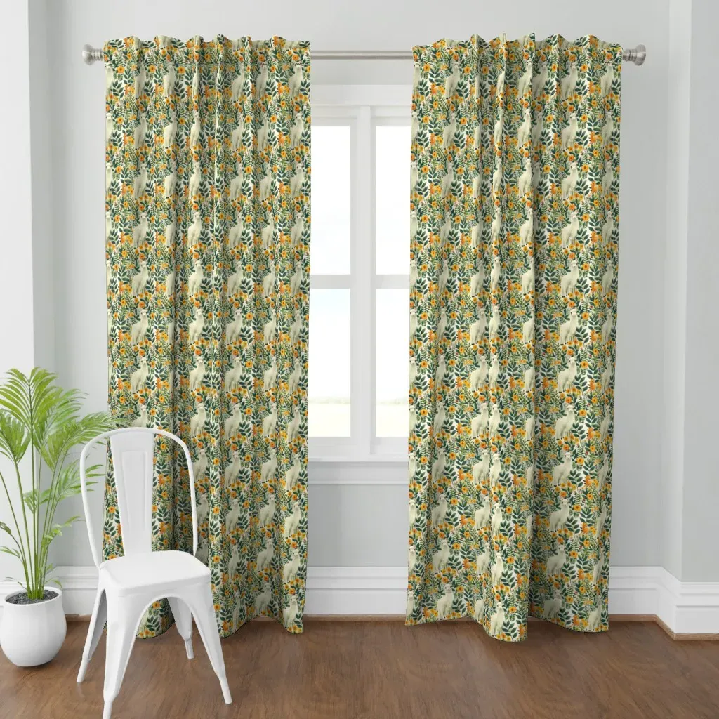 Alpaca Botanical Leaves Curtain Panel - White product