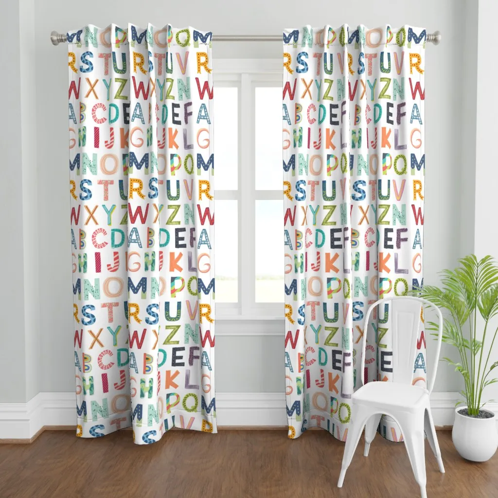Alphabet Blocks Curtain Panel - Teal product