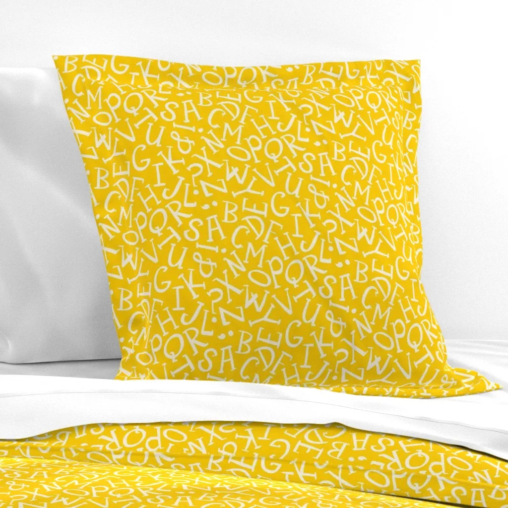 Alphabet Euro Pillow Sham - Yellow, White product