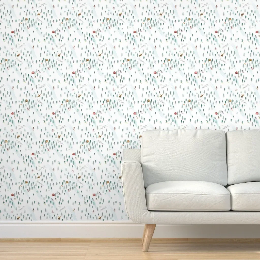 Alpine Ski Slopes Peel and Stick Wallpaper - Blue product