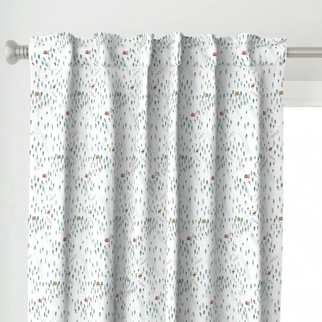 Alpine Ski Slopes Small Curtain Panel - White alternate view