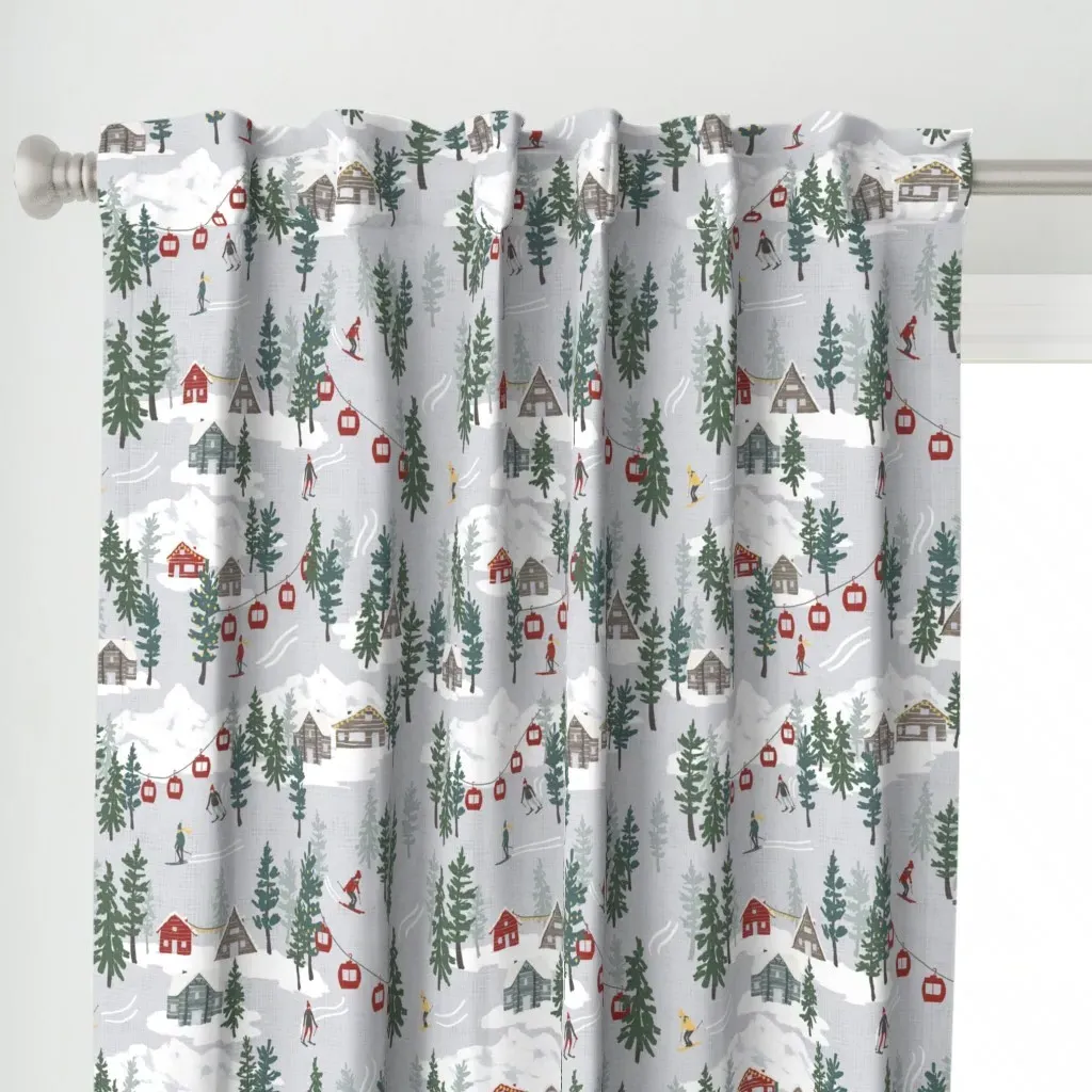 Alpine Slopes Rustic Curtain Panel - Gray alternate view
