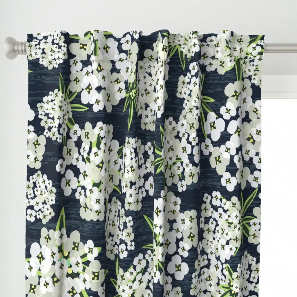 Alyssum Jumbo Curtain Panel - Navy, White alternate view