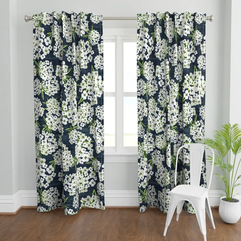 Alyssum Jumbo Curtain Panel - Navy, White product