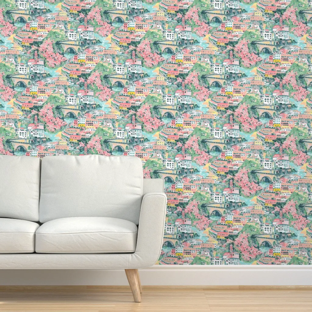 Amalfi Coast Peel and Stick Wallpaper - Pink product
