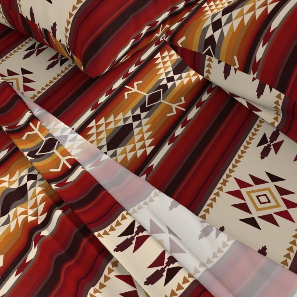 Amber Fire Tribal Stripes King Sheet Set - Burgundy alternate view
