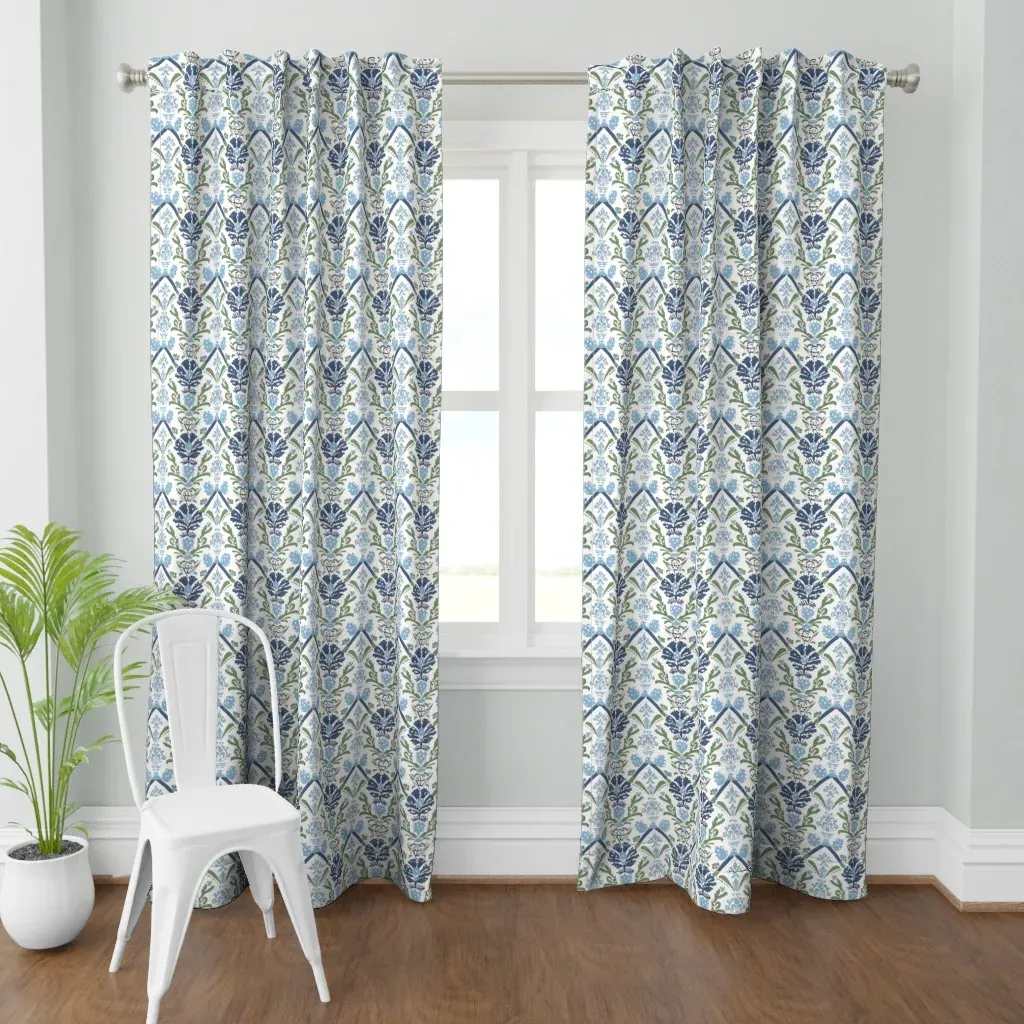 Americana Block Print Curtain Panel - Blue product