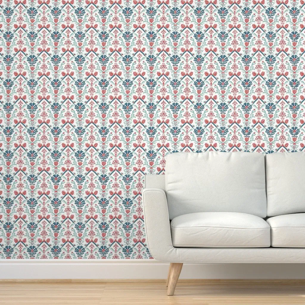 Americana Block Print Peel and Stick Wallpaper - Teal, Aquamarine product
