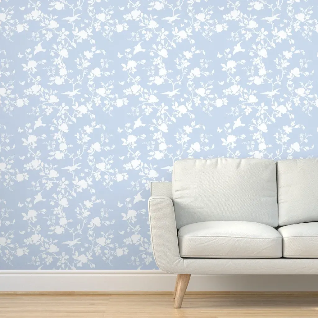 Ames Chinoiserie Silhouette Peel and Stick Wallpaper - Blue, White product