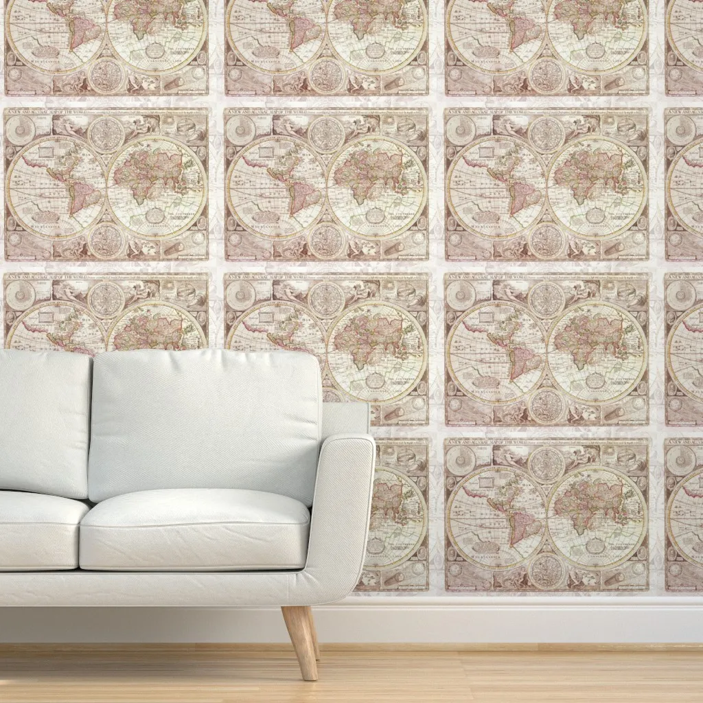 An Accurate Map Peel and Stick Wallpaper - Sepia product