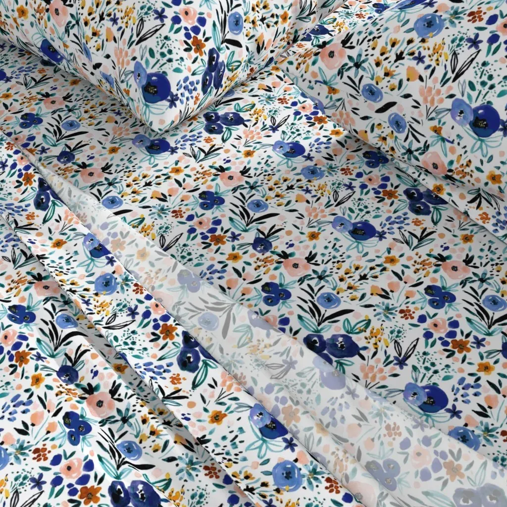 Anali Floral King Size Sheet Set - White alternate view