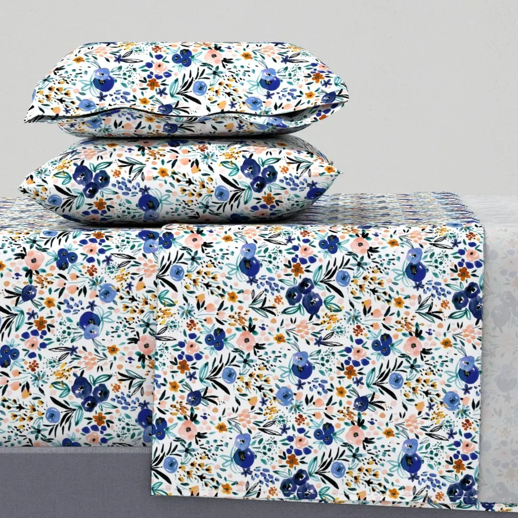 Anali Floral King Size Sheet Set - White product