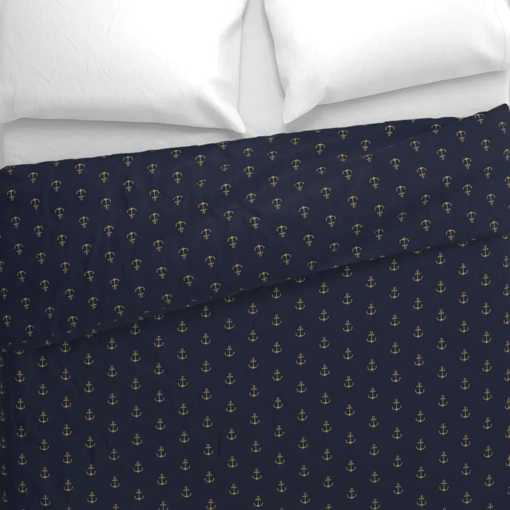 Anchor Duvet Cover - Gold, Navy alternate view