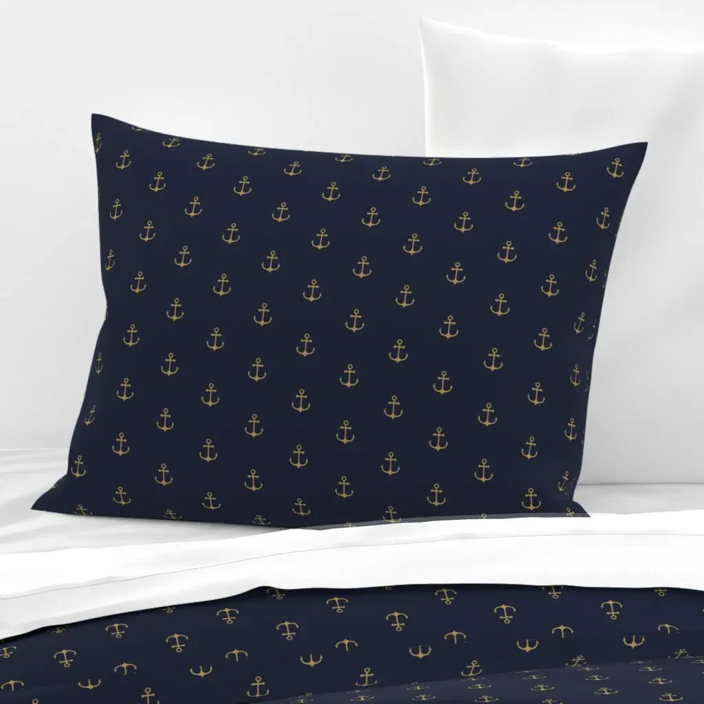 Anchor Gold Navy Standard Knife Edge Cushion - Gold, Cotton Sateen product