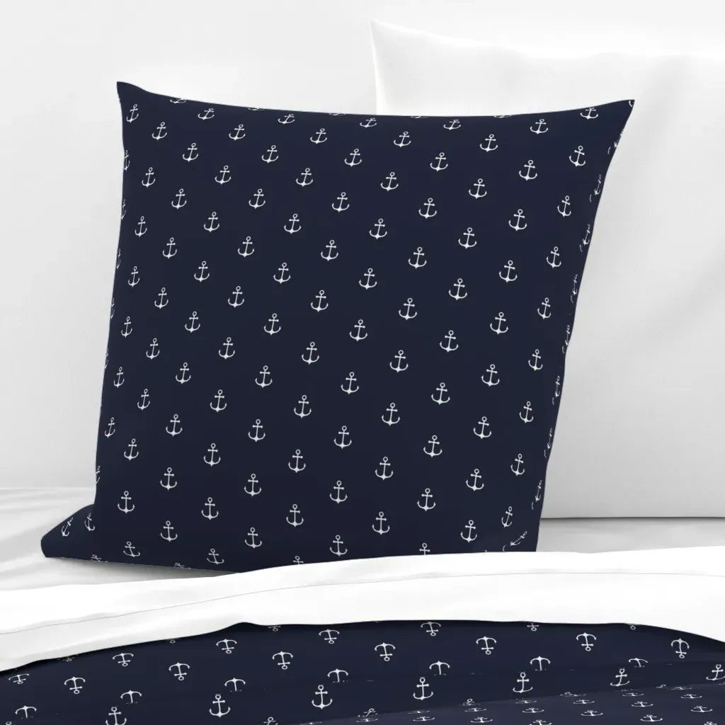 Anchor Navy Euro Pillow Sham - White product