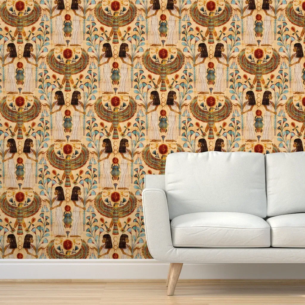 Ancient Egyptian Papyrus Peel and Stick Wallpaper - Beige product