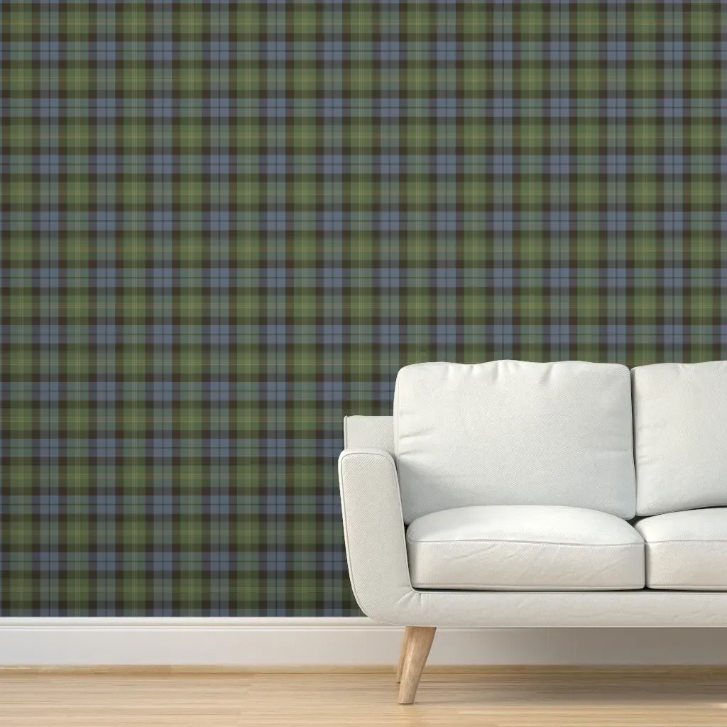 Ancient Gordon Tartan Peel and Stick Wallpaper - Green, Blue product
