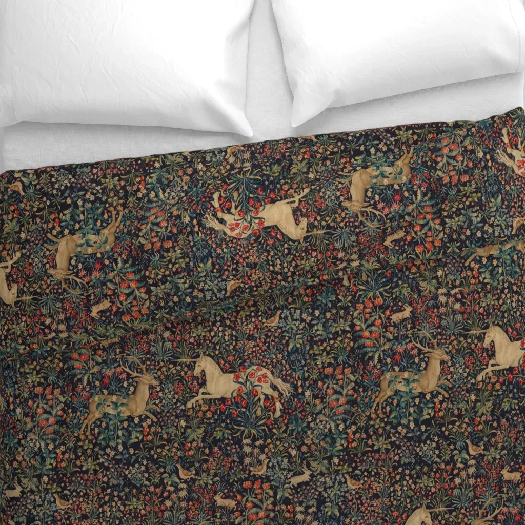 Ancient Medieval Unicorn Duvet Cover - Dark Blue alternate view