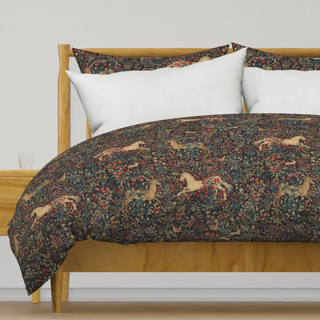 Ancient Medieval Unicorn Duvet Cover - Dark Blue product