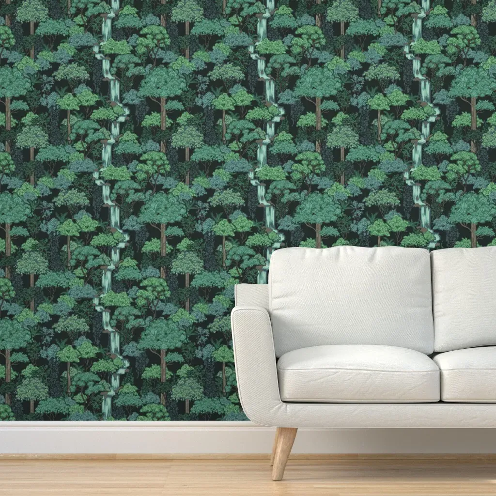 Ancient Woodland Peel and Stick Wallpaper - Teal product