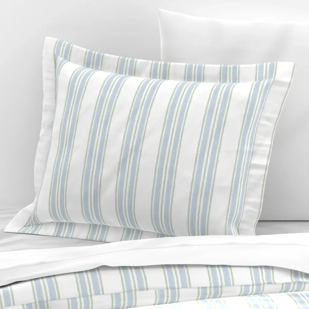 Anderson Stripe Standard Flanged Pillowcase - Light Blue, Cotton Sateen product
