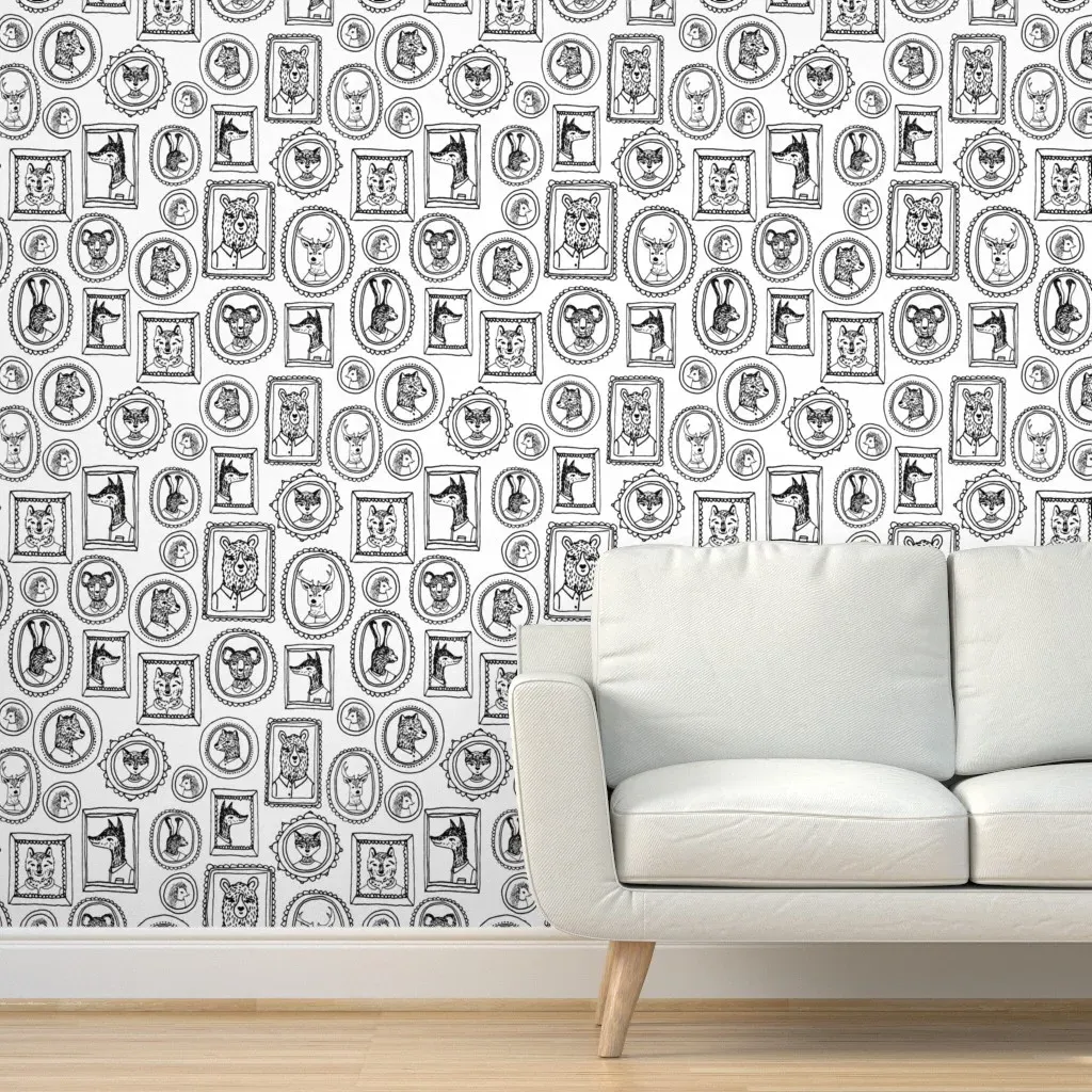 Andrea Lauren Animal Portraits Large Peel and Stick Wallpaper - Black & White product