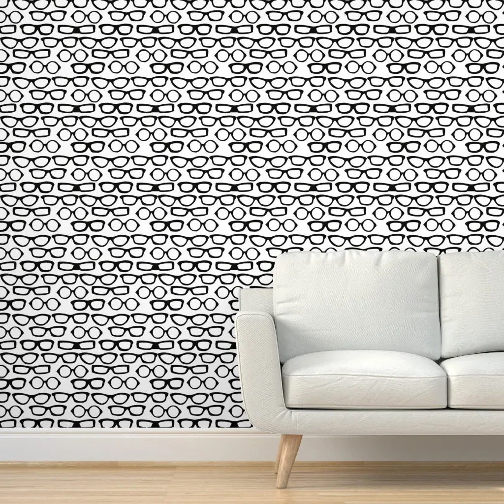 Andrea Lauren Glasses Peel and Stick Wallpaper - Black, White product
