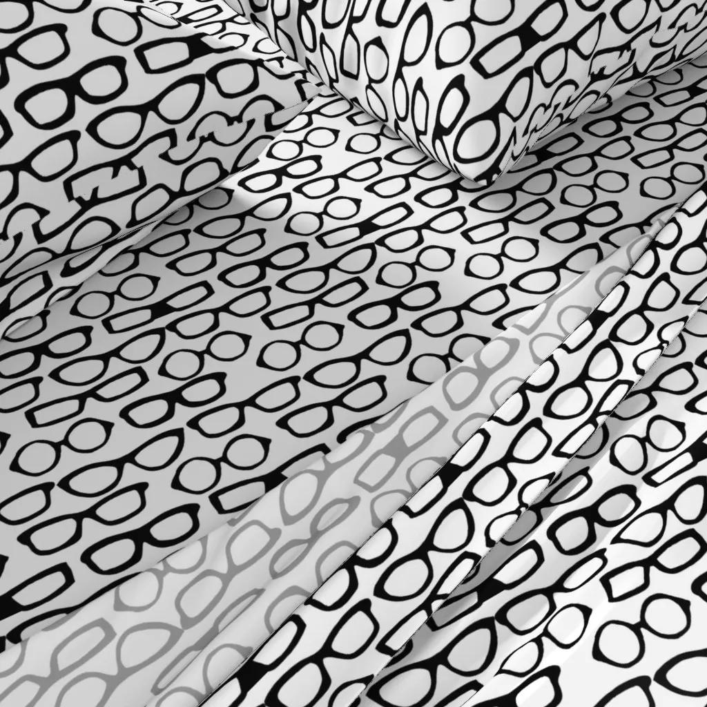 Andrea Lauren Glasses Print Queen Sheet Set - Black, White alternate view
