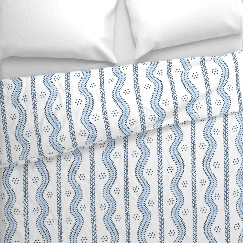 Andrew Stripe Og Navy1 Duvet Cover - Light Blue alternate view