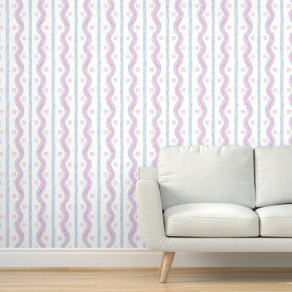Andrew Stripe Peel and Stick Wallpaper - Pink, Blue product