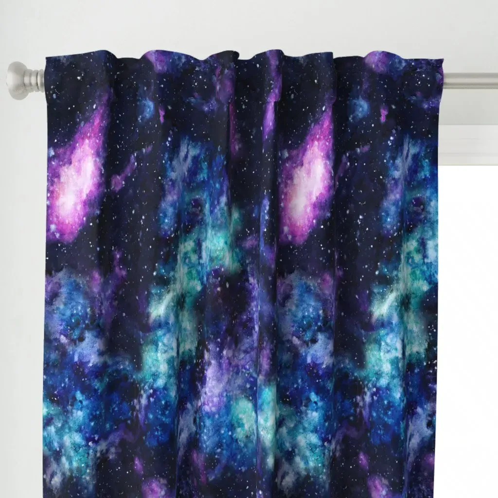 Andromeda Large Scale Curtain Panel - Dark Blue alternate view
