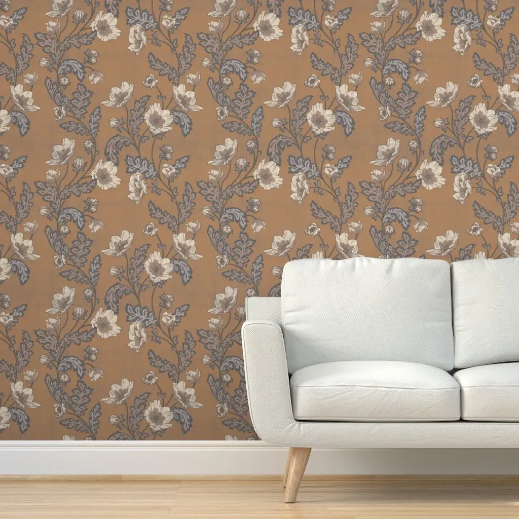 Anemone Spice Cinnamon Peel and Stick Wallpaper - Dusty Rose product