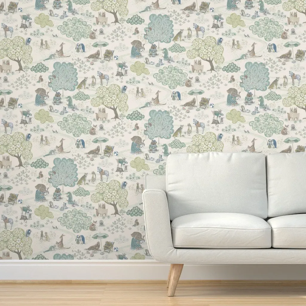 Animal Alphabet Toile Peel and Stick Wallpaper - Cream product