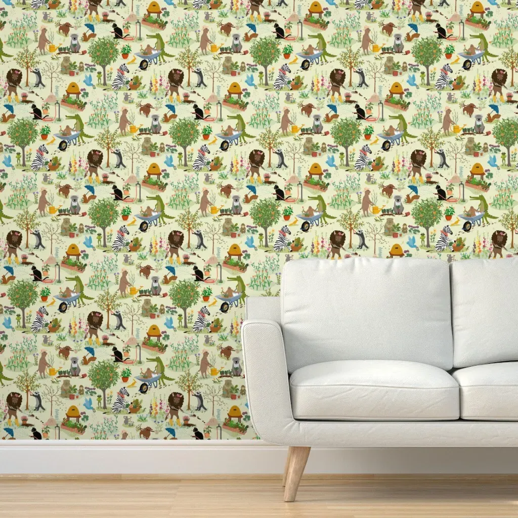 Animal Gardeners Peel and Stick Wallpaper - Light Green product