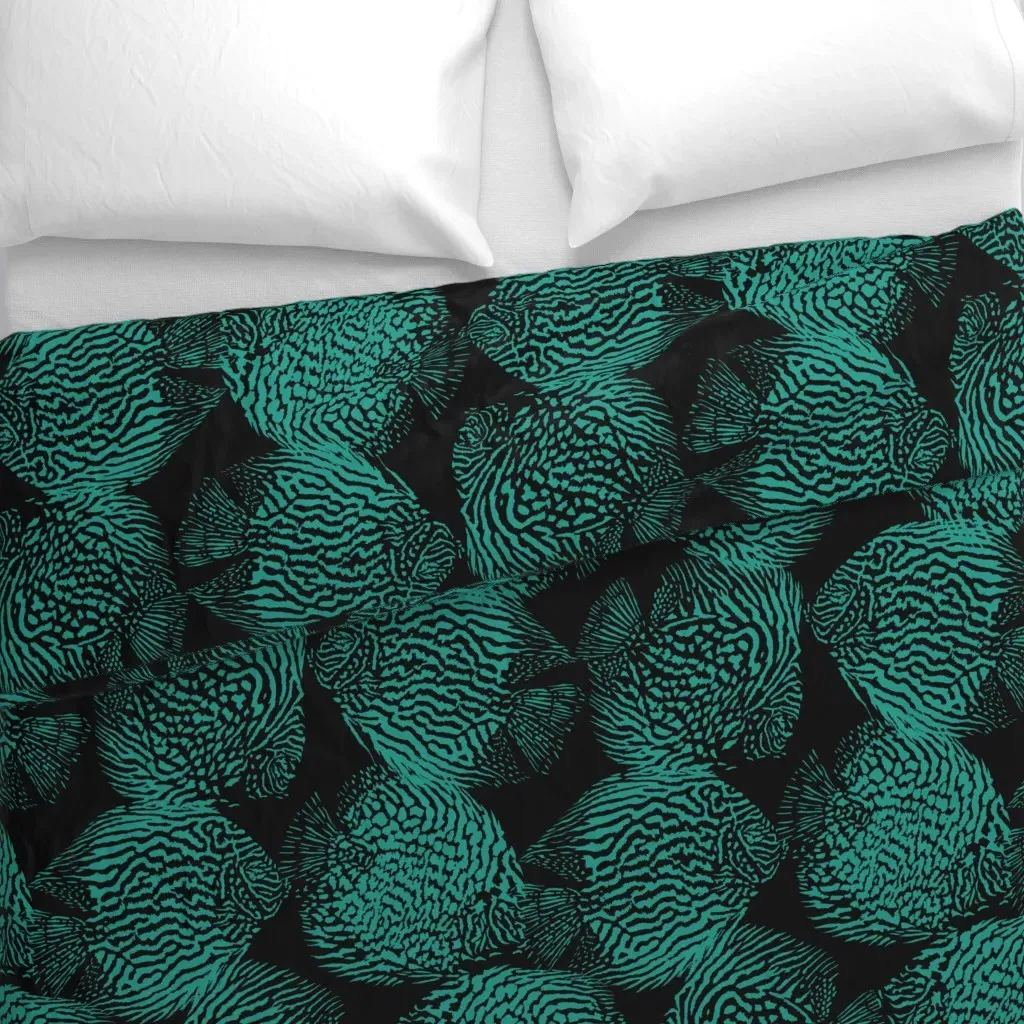 Animal Print Discus Fish Duvet Cover - Teal alternate view